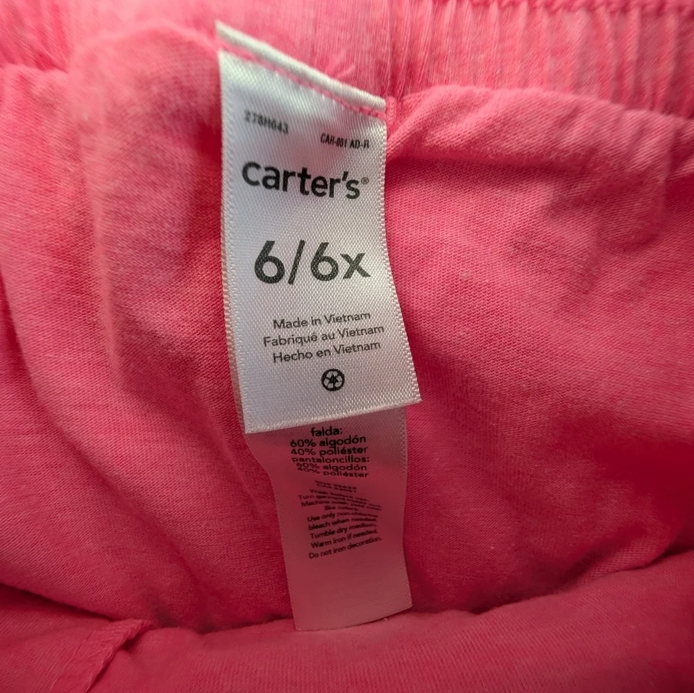 Carter's Girls Chic Pink Ruffled Mini Skort Cotton Size 6/6X